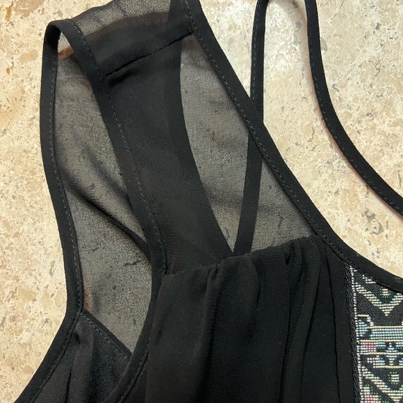 BCBGeneration Jacquard Trim Black Chiffon Dress Size 4 - Picture 5 of 8
